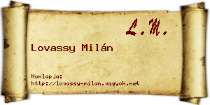Lovassy Milán névjegykártya
