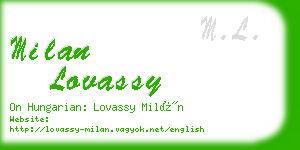 milan lovassy business card